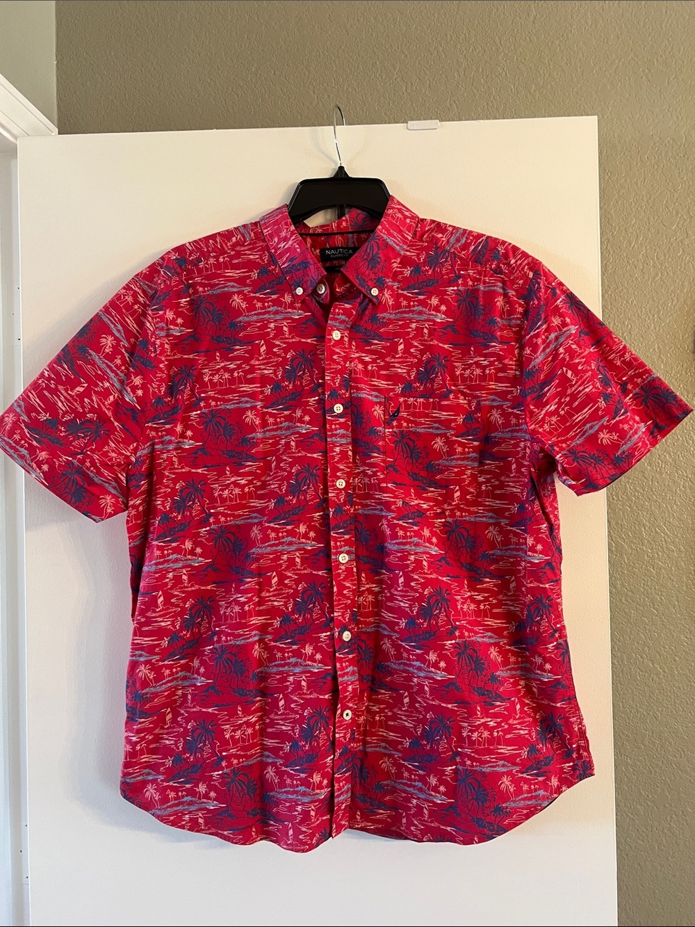Nautical classic fit XXL tropical theme button up shirt
